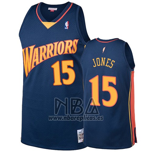 Camiseta Golden State Warriors Damian Jones NO 15 2009-10 Hardwood Classics Azul